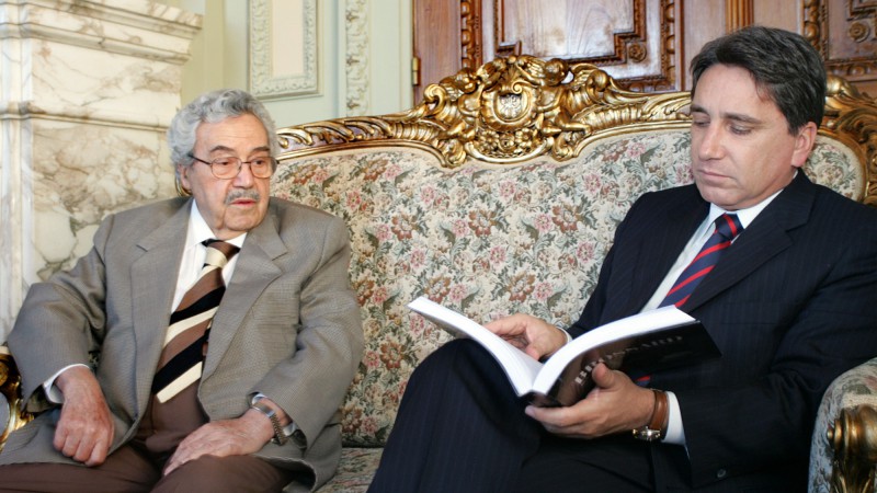 Governador Germano Rigotto em audiência com o ex-ministro do Supremo Tribunal Federal (STF), Paulo Brossard de Souza Pinto.