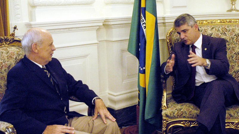 O chefe da Casa Civil, Luiz Fernando Záchia, recebe superintendente executivo do CIEE, Luiz Carlos Eymael.