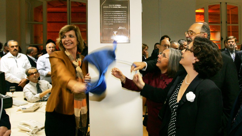 Governadora Yeda Crusius, durante inauguração da Nova Redação do Palácio Piratini em homenagem ao jornalista, Hamilton Chaves, e da Fotografia em homenagem ao Repórter Fotográfico, Paulo Dias.