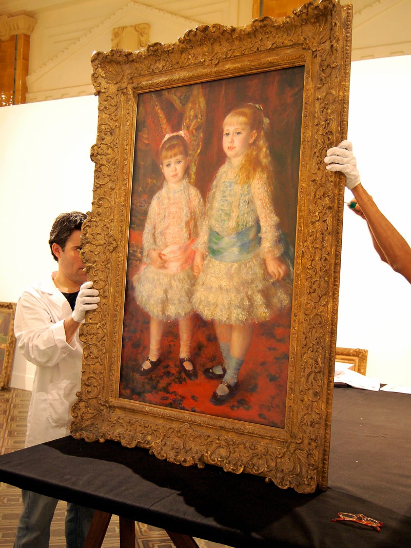 Abertura do quadro Cahen dAnvers, de Renoir, conhecido como Rosa e Azul que fará parte da mostra Arte na França: 1860-1960: O Realismo.