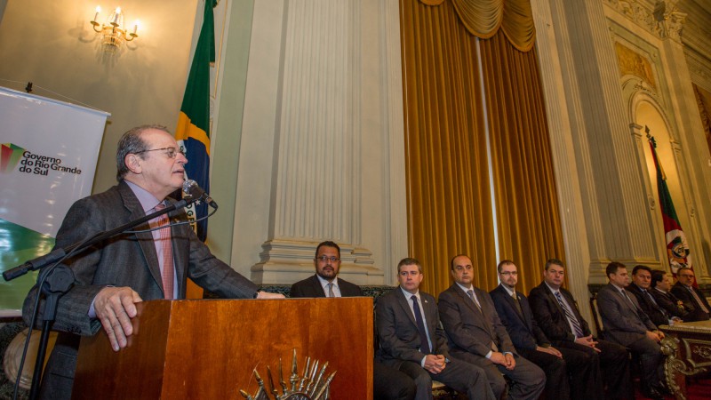 PORTO ALEGRE, RS, BRASIL: Governador Tarso Genro durante cerimônia de posse dos novos secretário.  Foto: Caroline Bicocchi/Palácio Piratini