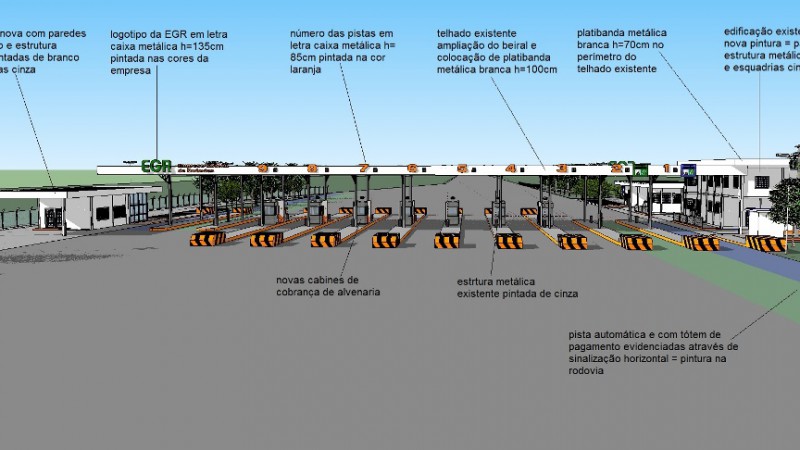 Pra&ccedil;a ter&aacute; 12 pistas para a circula&ccedil;&atilde;o dos ve&iacute;culos, sendo duas exclusivas para pagamento com cart&atilde;o de cr&eacute;dito, duas para o pagamento eletr&ocirc;nico e as restantes para pagamento manual em dinheiro