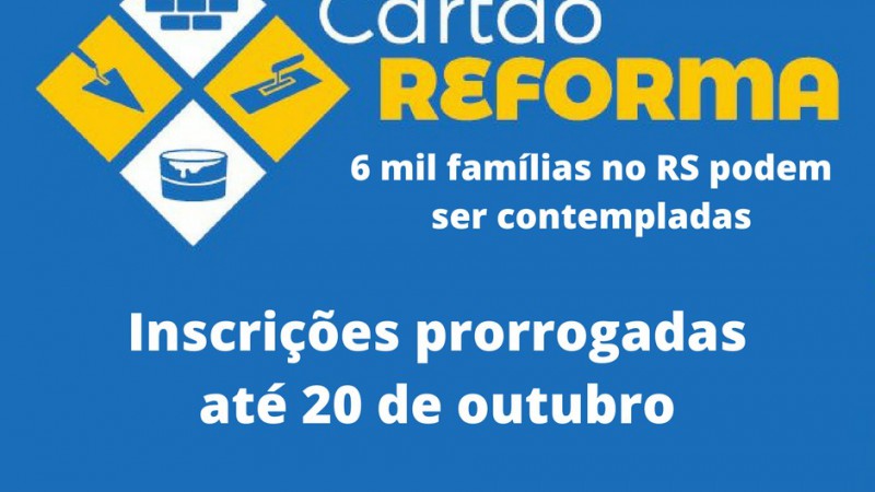 O Cartão Reforma beneficia famílias com renda mensal de até R$ 2.811