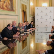 PORTO ALEGRE, RS, BRASIL 27.11.2018: O governo do Estado assinou, nesta terça-feira, 27, o contrato de captação de recursos entre o Banco Regional de Desenvolvimento do Extremo Sul (BRDE) e o Banco Europeu de Investimento, no Palácio Piratini. São 80 milh
