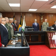 PORTO ALEGRE, RS, BRASIL, 06/02/2019 - O governador Eduardo Leite recebeu na tarde dessa quarta-feira(06) a medalha do Mérito Judiciário Militar durante sessão solene no Tribunal de Justiça Militar. Fotos: Felipe Dalla Valle / Palácio Piratini