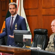 PORTO ALEGRE, RS, BRASIL, 06/02/2019 - O governador Eduardo Leite recebeu na tarde dessa quarta-feira(06) a medalha do Mérito Judiciário Militar durante sessão solene no Tribunal de Justiça Militar. Fotos: Felipe Dalla Valle / Palácio Piratini