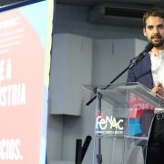 PORTO ALEGRE, RS, BRASIL, 26/02/2019 - O governador Eduardo Leite participou, nesta terça-feira (26), da abertura da 43ª edição da Feira Internacional de Couros, Produtos Químicos, Componentes, Máquinas e Equipamentos para Calçados e Curtumes (Fimec), em 