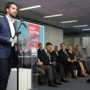 PORTO ALEGRE, RS, BRASIL, 26/02/2019 - O governador Eduardo Leite participou, nesta terça-feira (26), da abertura da 43ª edição da Feira Internacional de Couros, Produtos Químicos, Componentes, Máquinas e Equipamentos para Calçados e Curtumes (Fimec), em 
