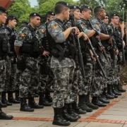 PORTO ALEGRE, RS, BRASIL, 08/03/2019 - Primeira mobilização conjunta das forças de segurança nos 34 municípios que integram o Gabinete de Gestão Integrada da Região Metropolitana de Porto Alegre (GGIMPOA) do programa RS SEGURO. Fotos: Felipe Dalla Valle 