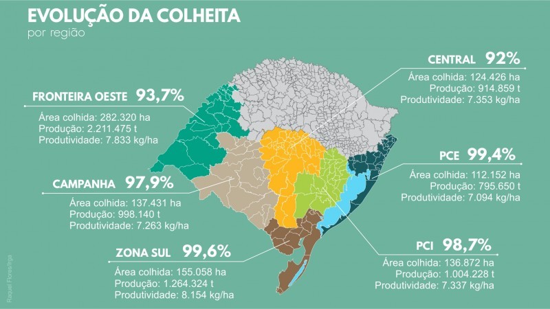 evolução colheita arroz rs