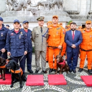 PORTO ALEGRE, RS, BRASIL, 06/06/2019 - Governador Eduardo Leite participa da solenidade de outorga da medalha da Defesa Civil a servidores que atuaram na Missão de Brumadinho. Fotos: Gustavo Mansur / Palácio Piratini