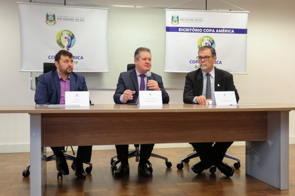 PORTO ALEGRE, RS, BRASIL, 07/06/2019 -Entrevista coletiva sobre ações de governos para a Copa América. Fotos: Felipe Dalla Valle / Palácio Piratini