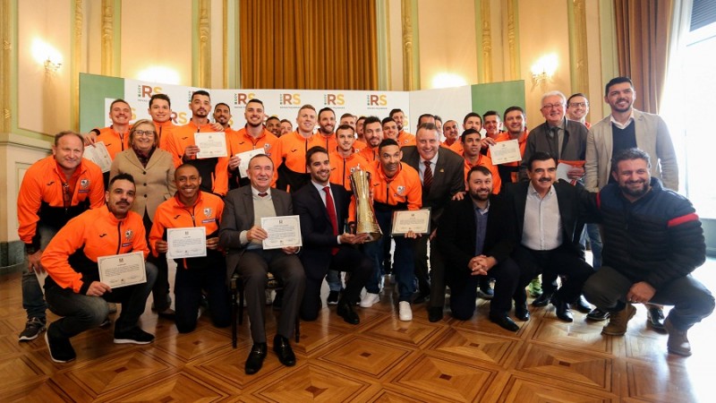 PORTO ALEGRE, RS, BRASIL, 30/07/2019 - Homenagem aos atletas e dirigentes da ACBF, hexacampeões da Libertadores de Futsal 2019. Fotos: Felipe Dalla Valle/Palácio Piratini