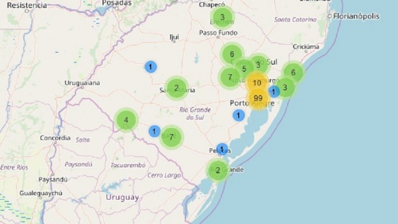 mapa coronavírus