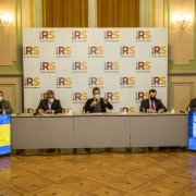 Governador Leite, prefeito Sebastião Melo e secretários de Estado participaram da reunião no Palácio Piratini