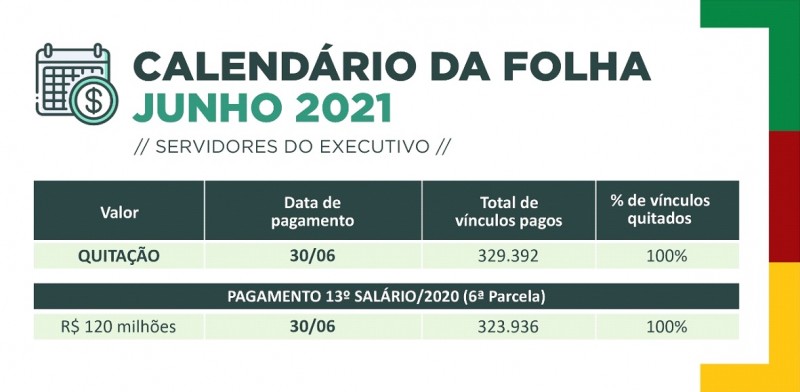 Calendário folha JUN2021