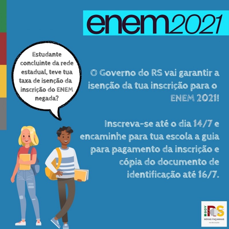 Governo do Estado pagará inscrição do Enem para alunos que tiveram a taxa de isenção negada