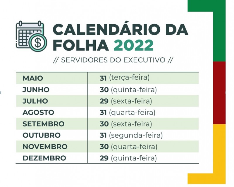 Calendário folha 2022