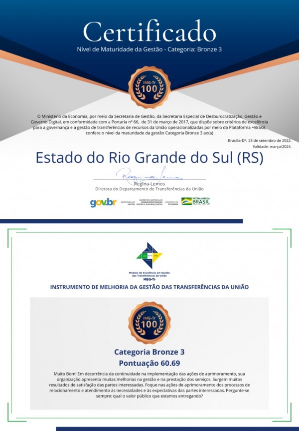 Reconhecimento Bronze diploma