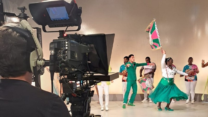 Gravação das vinhetas com as escolas de samba de Porto Alegre