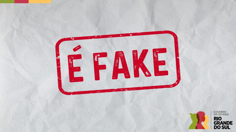 Card com fundo branco e o escrito "é fake" em vermelho
