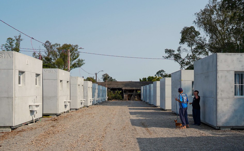 Foto geral dos módulos temporários.