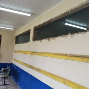 Ambiente externo durante a reforma na Escola Estadual de Ensino Fundamental Professor Augusto Meyer, em São Leopoldo