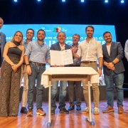 Ato de assinatura com o governador Eduardo Leite, o vice-governador Gabriel Souza e autoridades