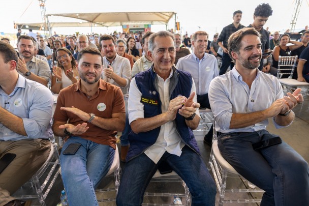 Governador Eduardo Leite e vice-governador Gabriel Souza visitam e inauguram obra na Barragem Jaguari em São Gabriel, e recebem ministro Waldez Góes, da Integração e do Desenvolvimento Regional