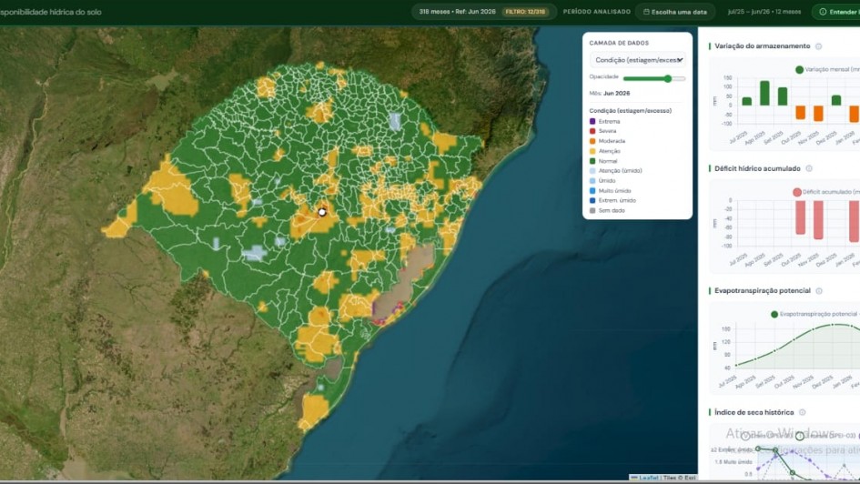 Governo do Estado lan&ccedil;a plataforma p&uacute;blica para monitoramento da estiagem no Rio Grande do Sul
Nova plataforma amplia o monitoramento da disponibilidade h&iacute;drica no Rio Grande do Sul
